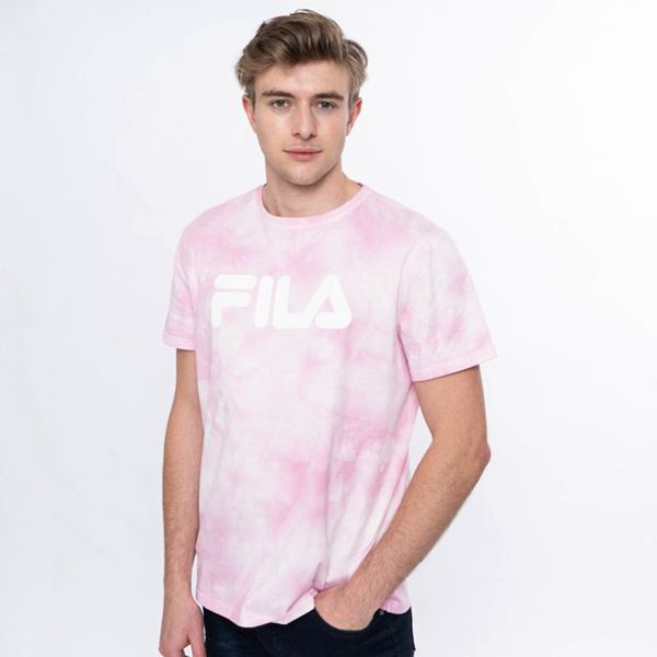 Fila Mono Deckle Tie Dye Men's T-Shirts - Pink,NZ 584-67501